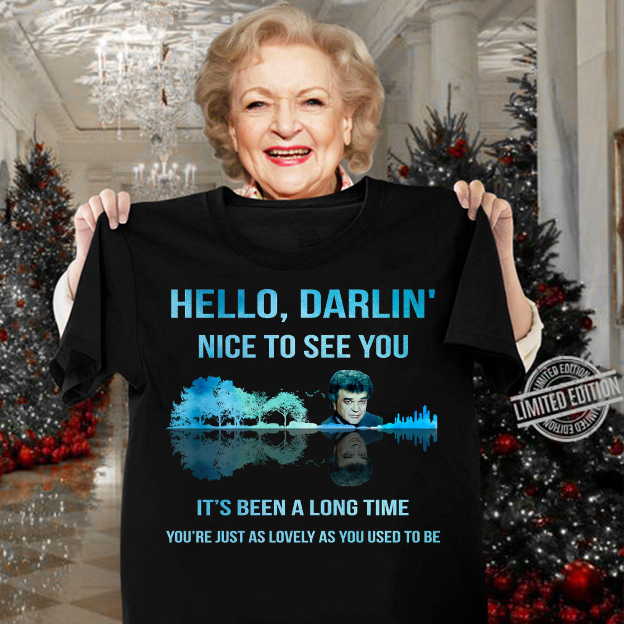 Premium Conway Twitty Hello Darlin’ Nice To See You Guitar Lake t-shirt woman shirt
