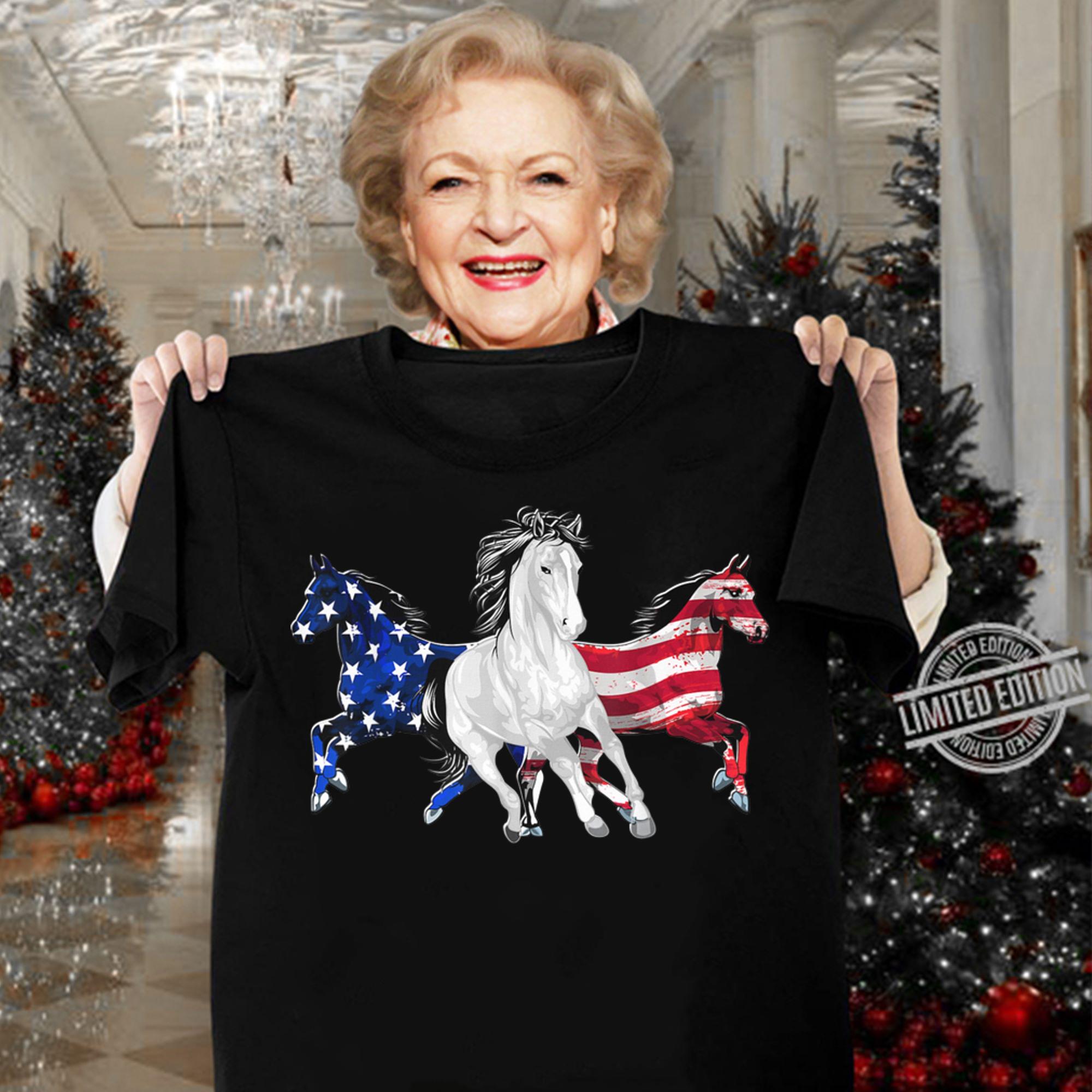 Horse American Flag Patriotic t-shirt woman shirt
