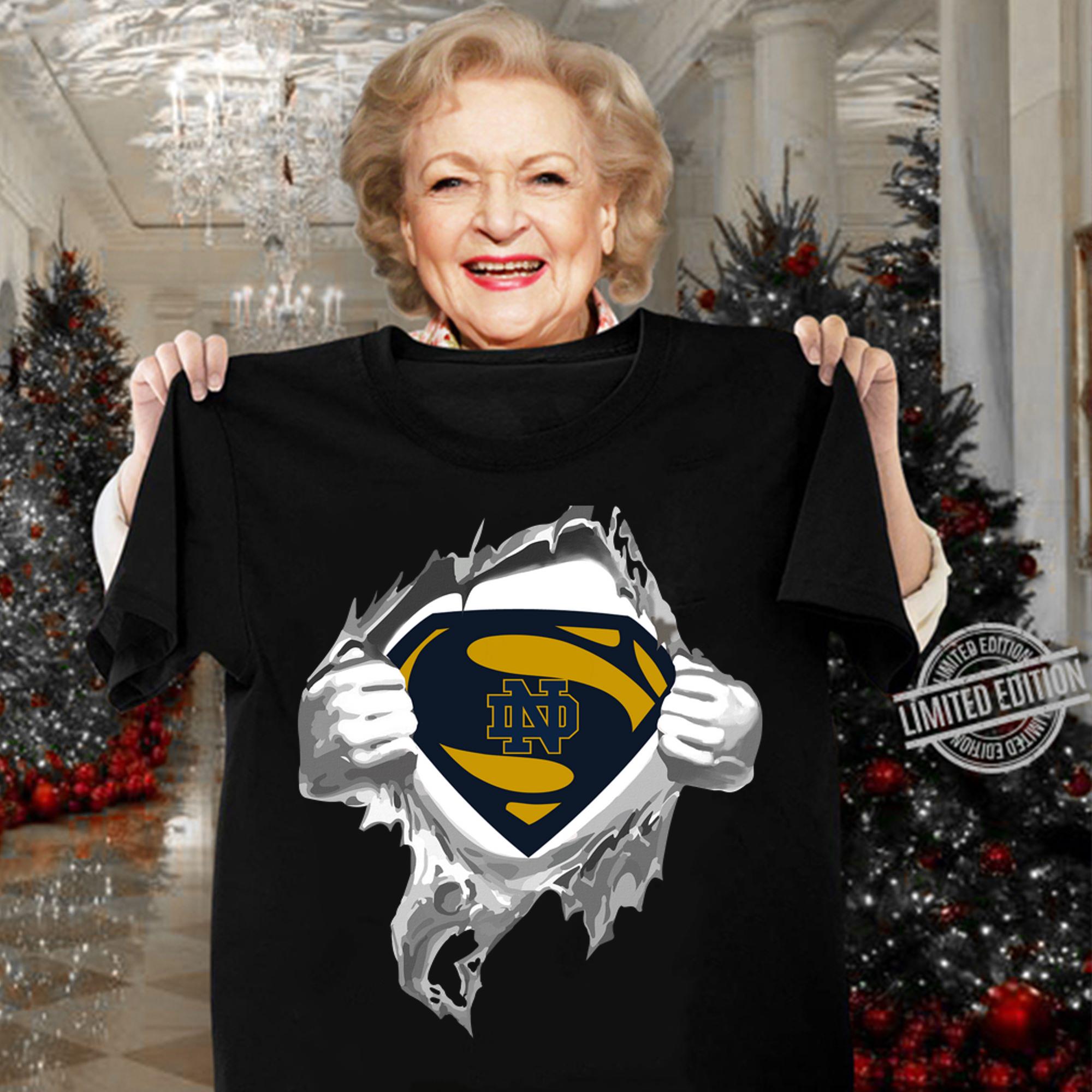 Notre Dame Fighting Irish Insides Me Superman Logo t-shirt woman shirt