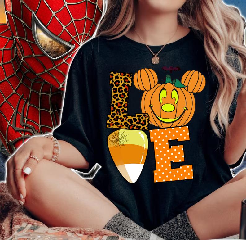 Mickey Mouse Love Halloween Pumpkin t-shirt woman shirt