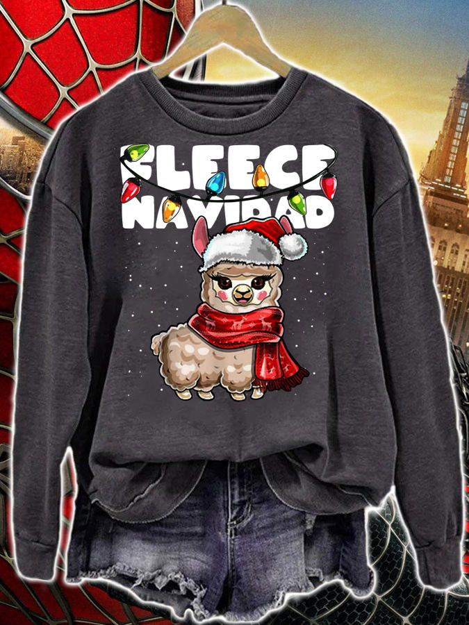 Fleece Navidad Llama Ugly Christmas Feliz Navidad Gift Women t-shirt sweatshirt