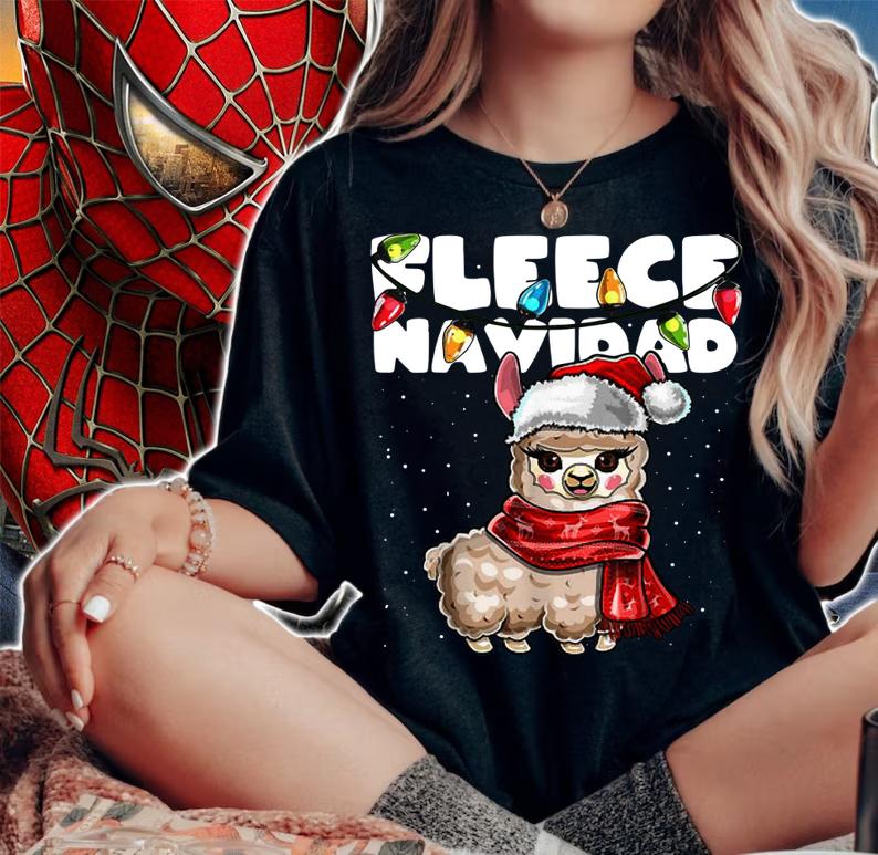 Fleece Navidad Llama Ugly Christmas Feliz Navidad Gift Women t-shirt woman shirt