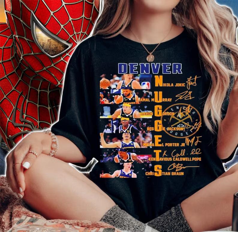 Denver Nuggets players name signatures t-shirt woman shirt