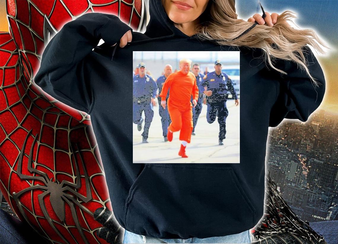 Donald Trump Running Away From Cops In Orange Jumpsuit t-shirt hoodie