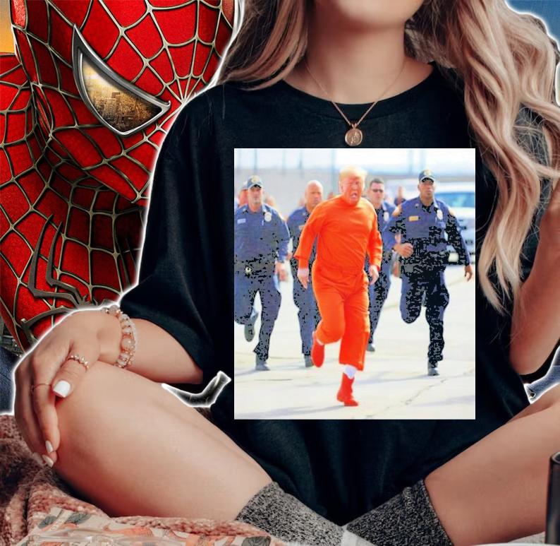 Donald Trump Running Away From Cops In Orange Jumpsuit t-shirt woman shirt
