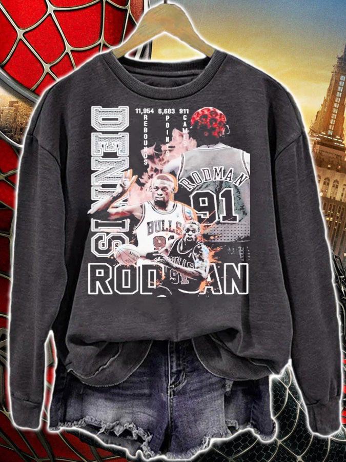 Faded Dennis Rodman graphic t-shirt sweatshirt