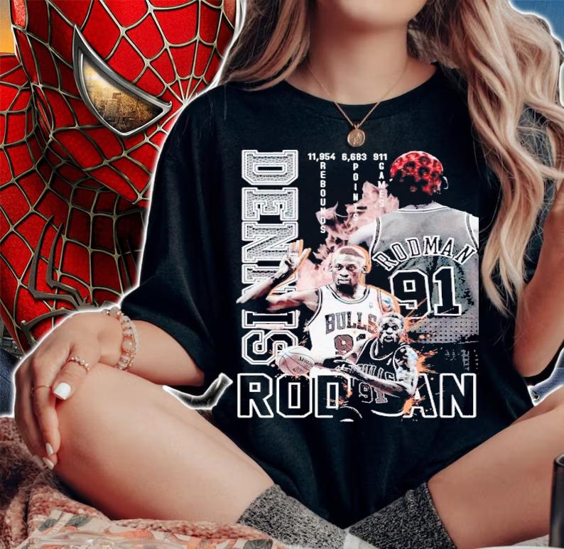 Faded Dennis Rodman graphic t-shirt woman shirt