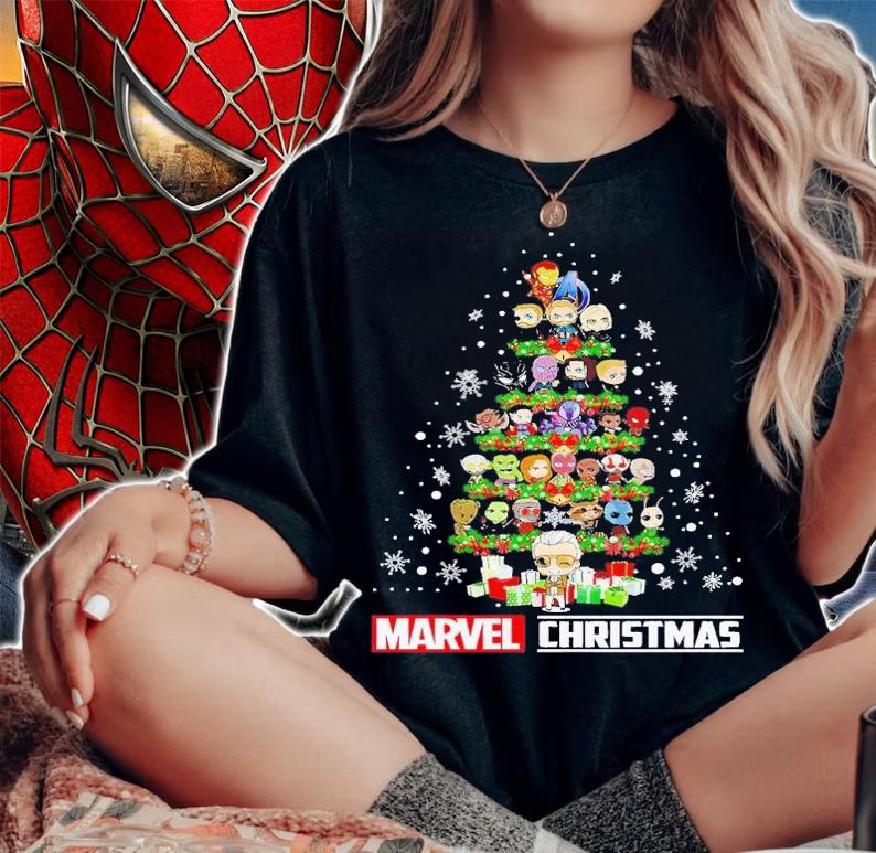 Avengers Marvel Christmas tree shirt t-shirt woman shirt