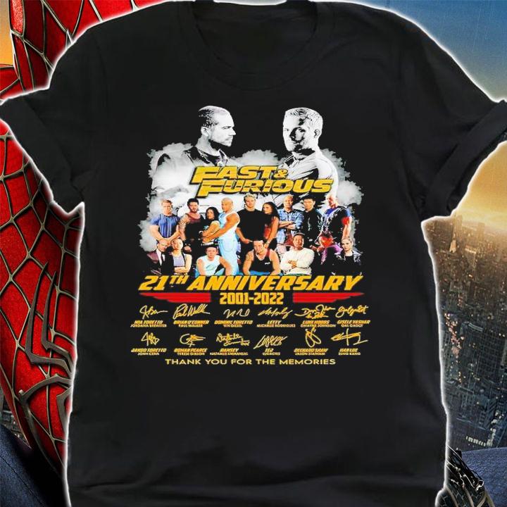 Fast and Furious 21th anniversary 2001 2022 thank you for the memories shirt t-shirt shirt