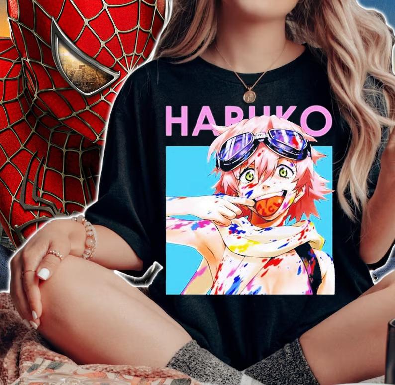 Haruko Haruhara Card Anime Flcl Fooly Cooly Shirt t-shirt woman shirt