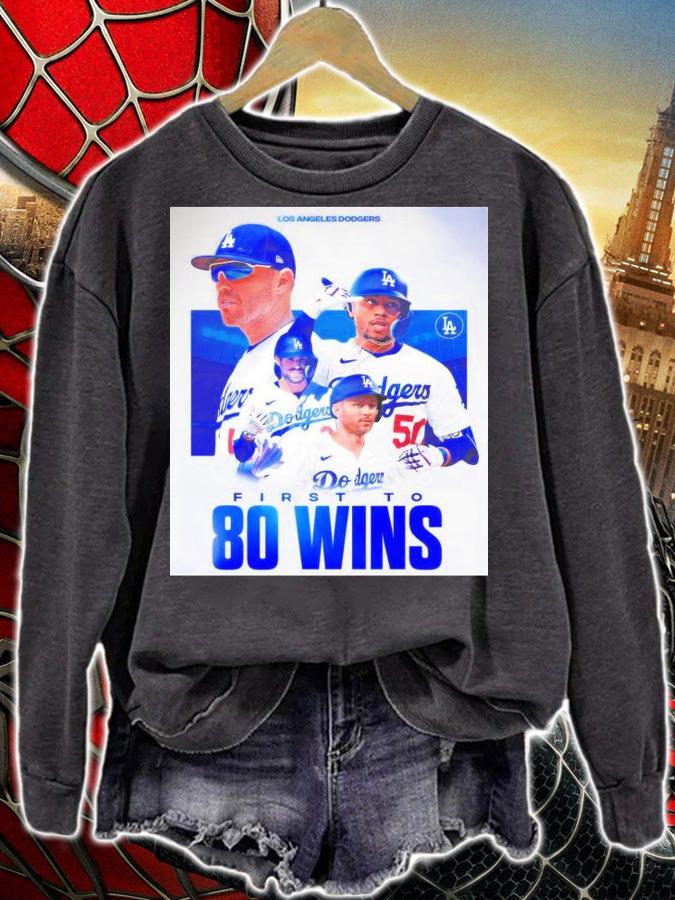 Los Angeles Dodgers Are First To 80 Wins 2022 T-Shirt t-shirt