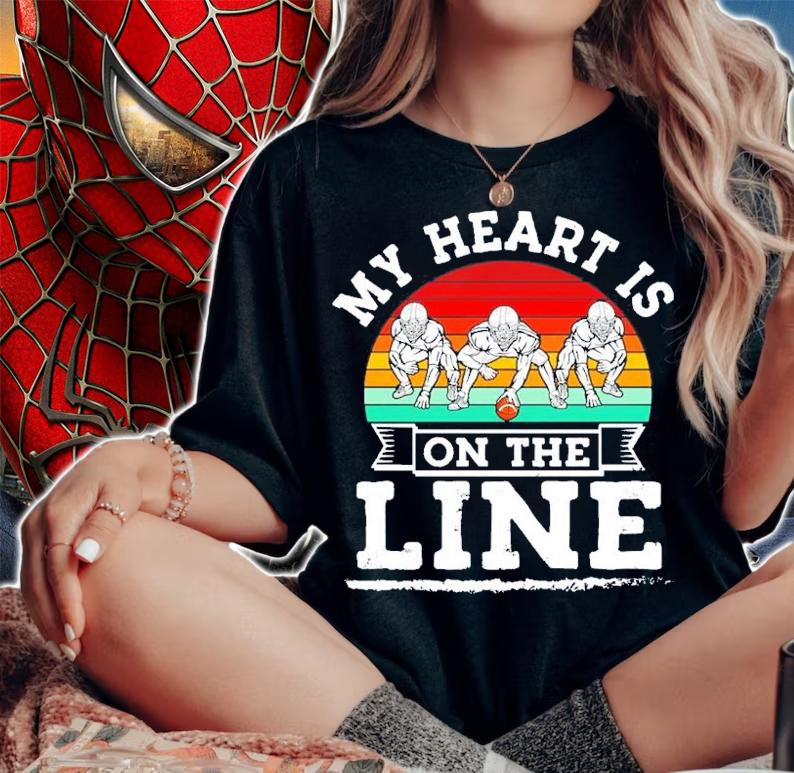 My Heart Is On The Line Offensive Lineman Vintage T-Shirt t-shirt woman shirt