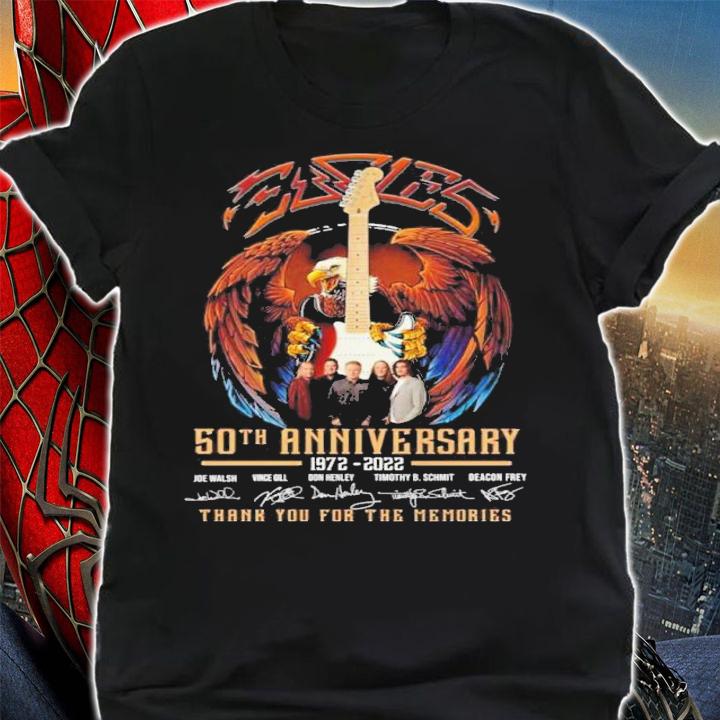 Eagles Band 50th Anniversary 1972-2022 Signatures Thank You For The Memories Shirt t-shirt