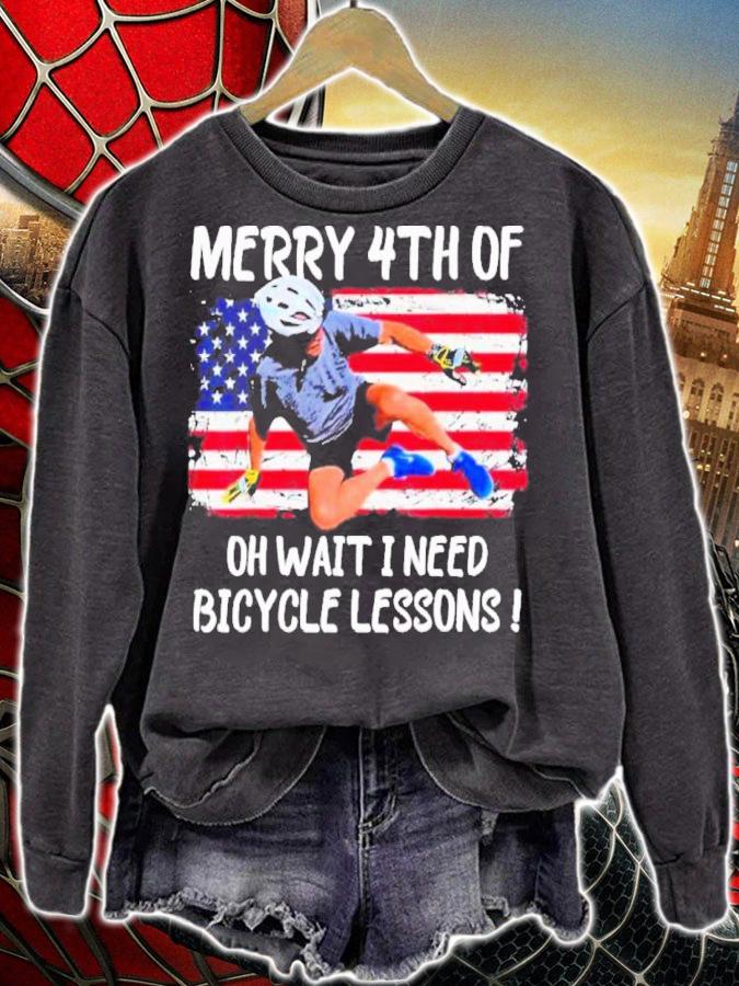 Joe Biden Falls Off Bike Merry 4th Of July Oh Wait I Need Bicycle Lesson Shirt t-shirt sweatshirt