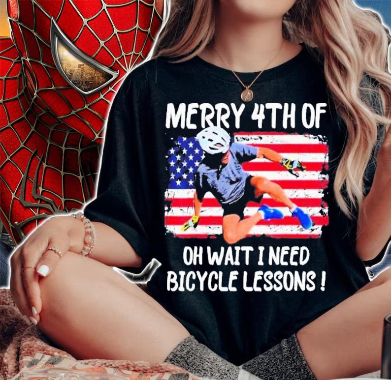 Joe Biden Falls Off Bike Merry 4th Of July Oh Wait I Need Bicycle Lesson Shirt t-shirt woman shirt