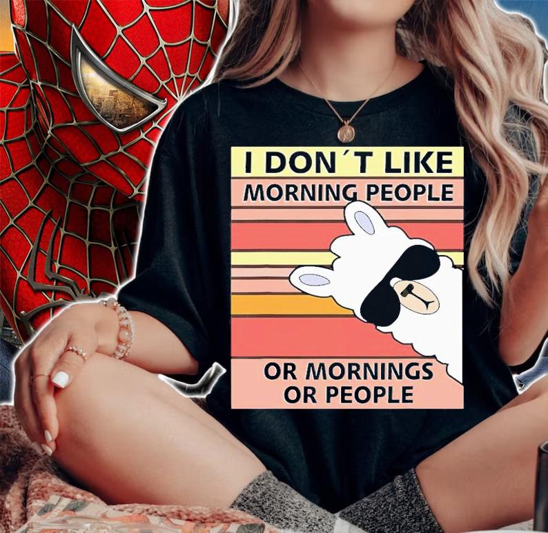 Llama I Don't Like Morning People Or Mornings Or People Vintage T-Shirt t-shirt woman shirt