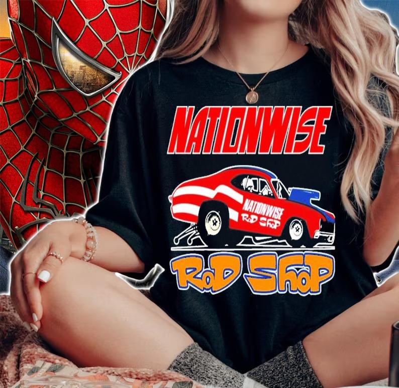 Nationwise Rod Shop Speed Shop 1970s T-Shirt t-shirt woman shirt