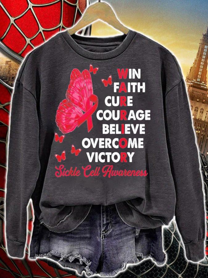 Warrior Win Faith Cure Ribbon Sickle Cell Awareness T-Shirt t-shirt