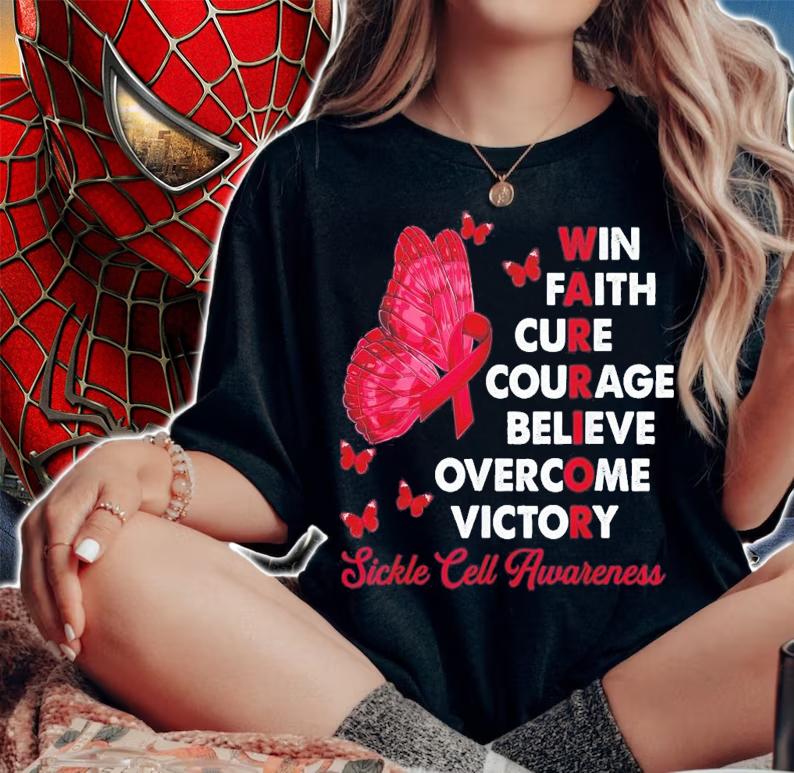 Warrior Win Faith Cure Ribbon Sickle Cell Awareness T-Shirt t-shirt