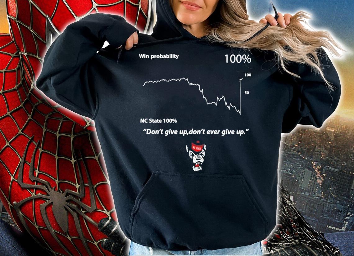 Student Wolfpack Club Win Probability Don't Give Up Don't Ever Give Up Shirt t-shirt hoodie