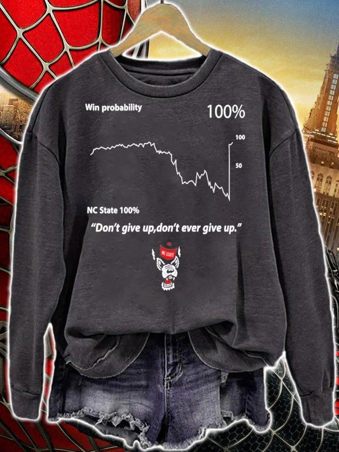 Student Wolfpack Club Win Probability Don't Give Up Don't Ever Give Up Shirt t-shirt sweatshirt