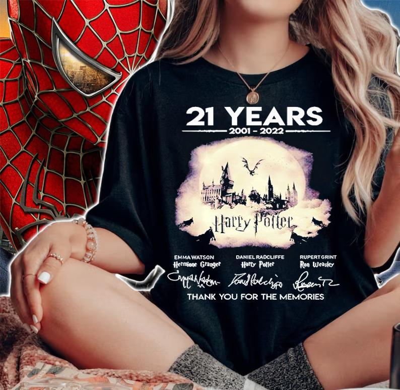 21 Years 2001 2022 Harry Potter Thank You For The Memories Signatures T-Shirt t-shirt