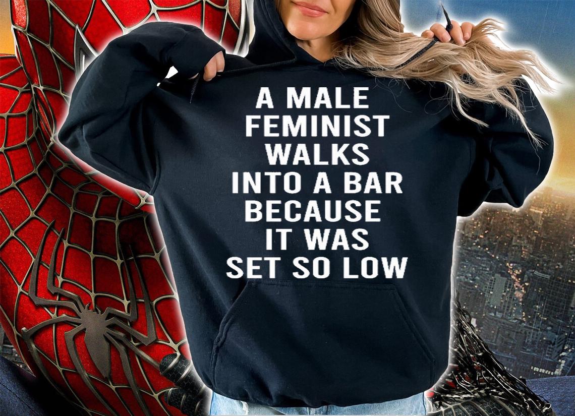 A Male Feminist Walks Into A Bar Because It Was Set So Low T-Shirt t-shirt