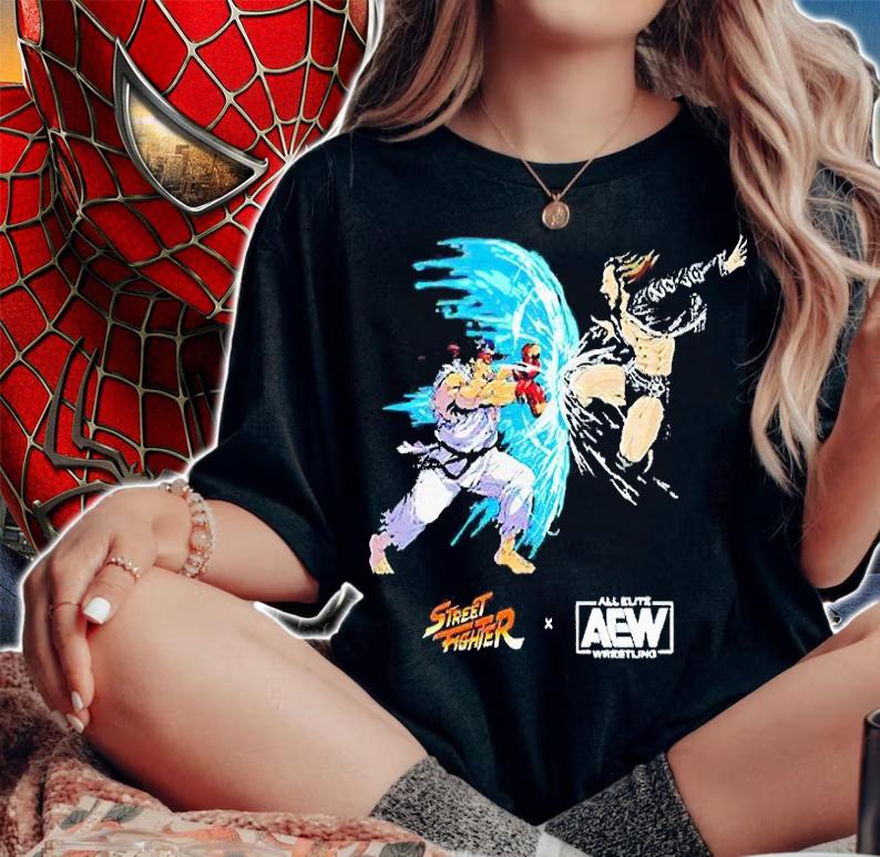 Adam Cole Vs. Ryu And Street Fighter x AEW t-shirt