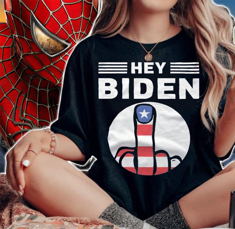 Anti Biden hey Biden FJB Fuck You American Flag Hand Giving Finger T-Shirt t-shirt woman shirt