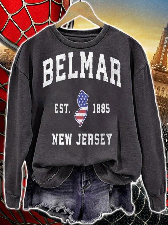 Belmar New Jersey Nj Vintage American Flag Sports Design Shirt t-shirt