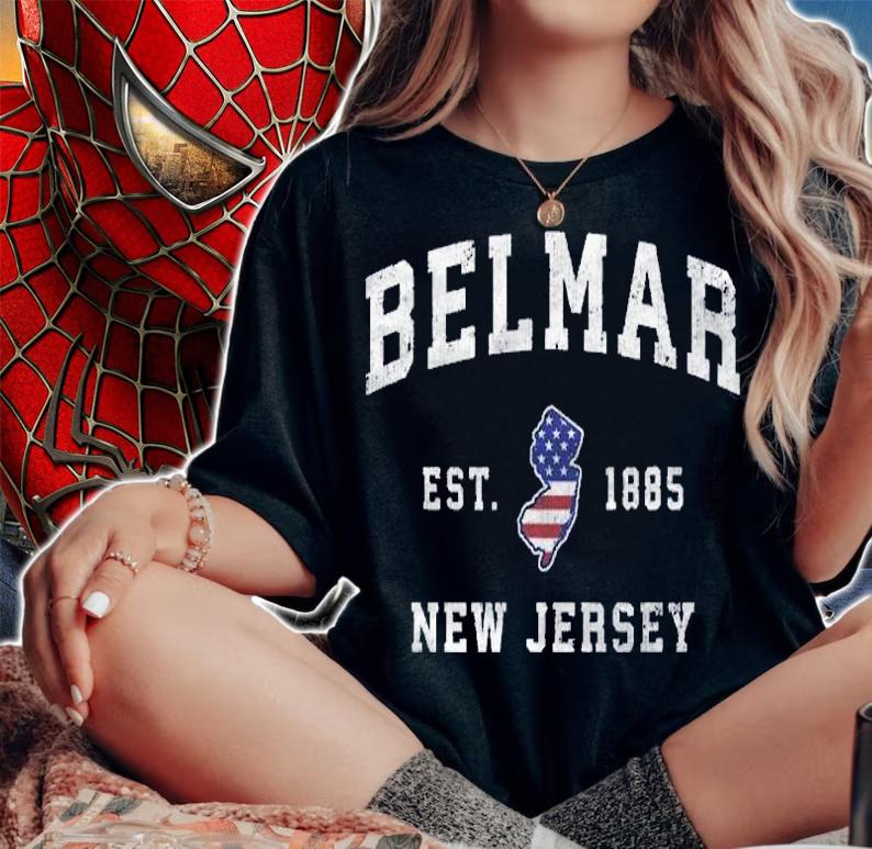 Belmar New Jersey Nj Vintage American Flag Sports Design Shirt t-shirt