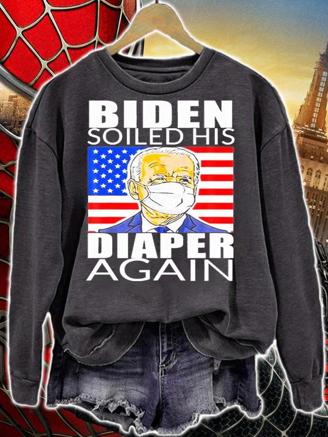 Biden Soiled His Diaper Again USA Flag T-Shirt t-shirt sweatshirt