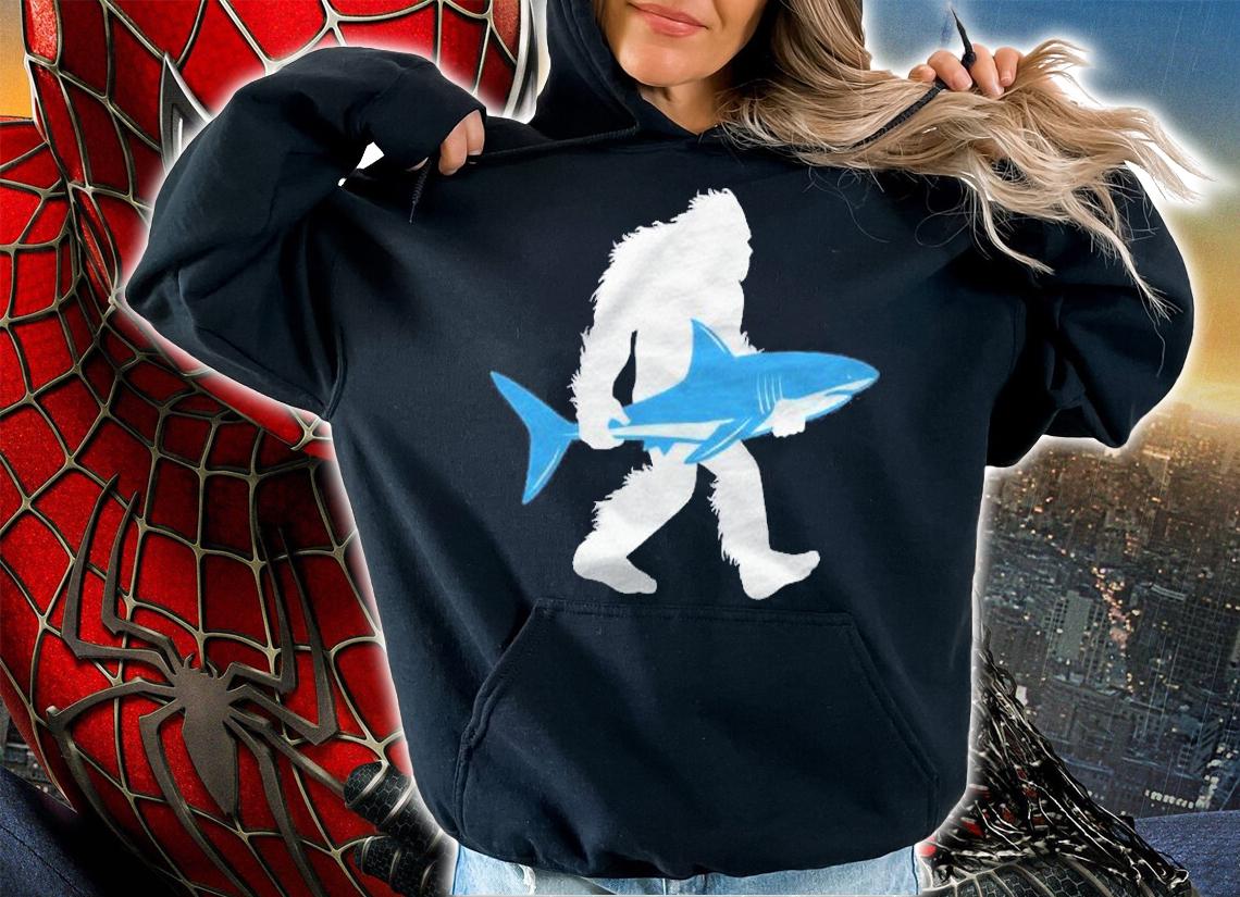 Bigfoot Carrying Shark Shirt, Funny Sasquatch Shirt t-shirt hoodie