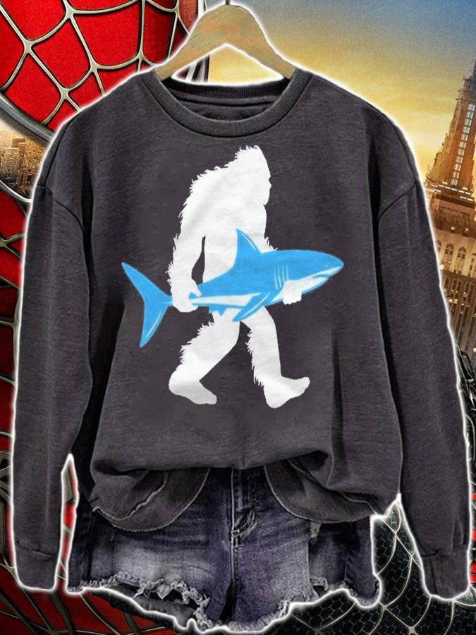 Bigfoot Carrying Shark Shirt, Funny Sasquatch Shirt t-shirt sweatshirt