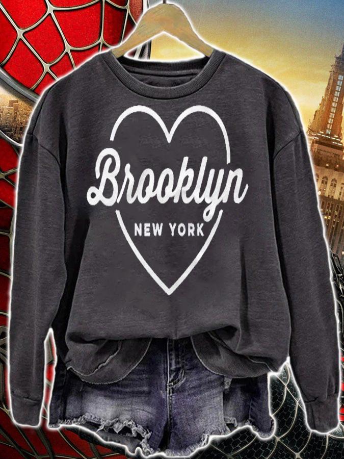 Brooklyn New York Love Heart Retro Script Travel America Shirt t-shirt sweatshirt