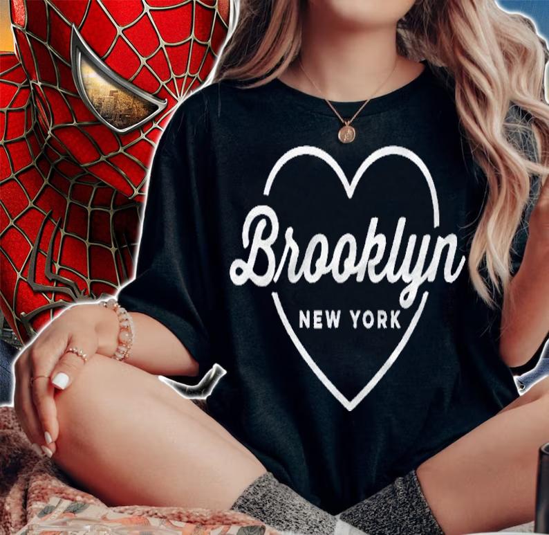Brooklyn New York Love Heart Retro Script Travel America Shirt t-shirt woman shirt