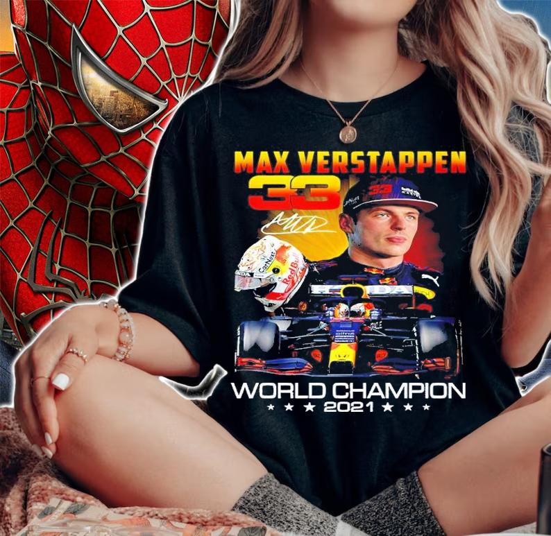 Max Verstappen 33 World Champion 2021 Signatures Shirt t-shirt
