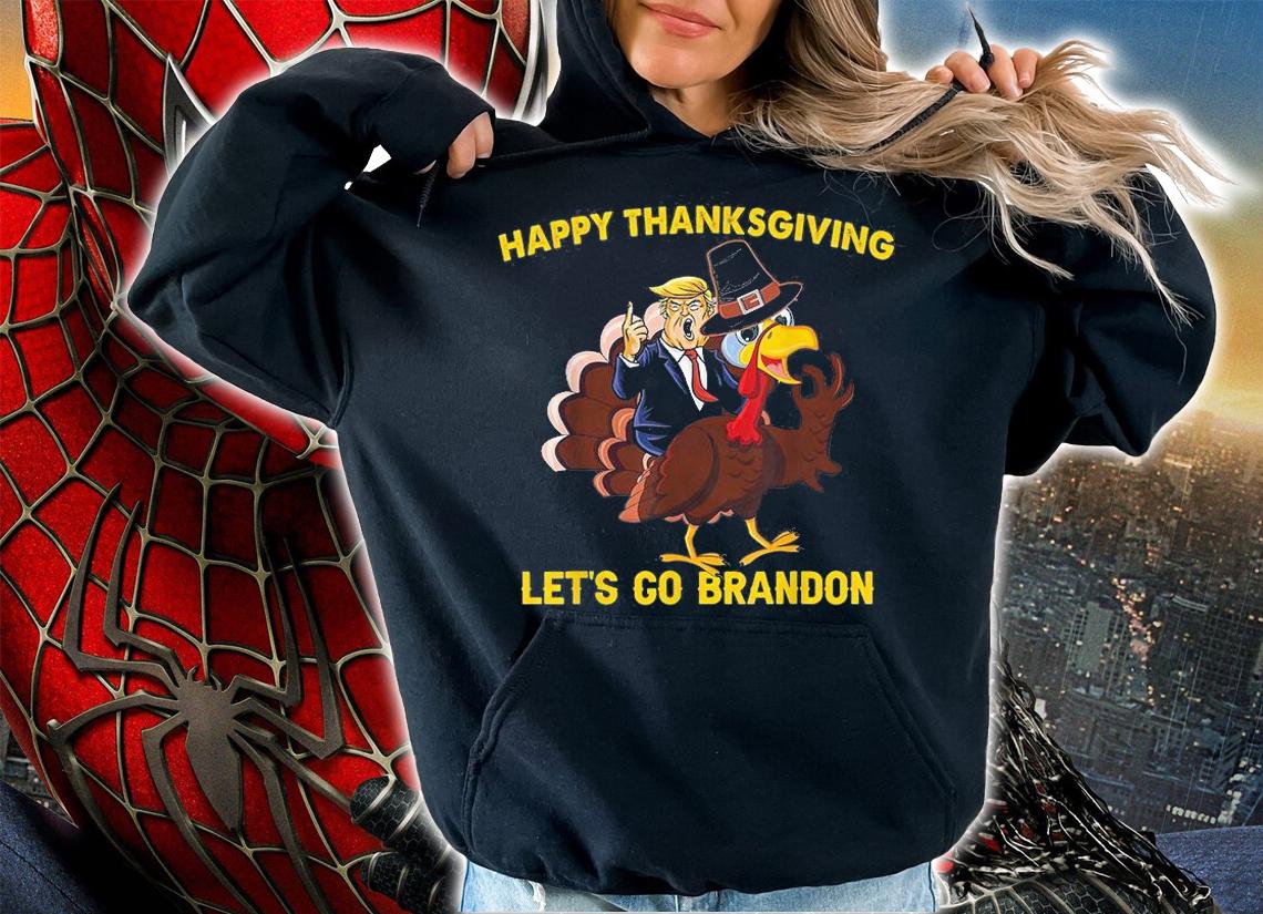 Happy Thanksgiving Let's Go Brandon Funny Trump Riding Turkey T-Shirt t-shirt