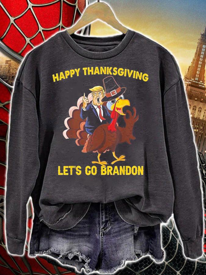 Happy Thanksgiving Let's Go Brandon Funny Trump Riding Turkey T-Shirt t-shirt
