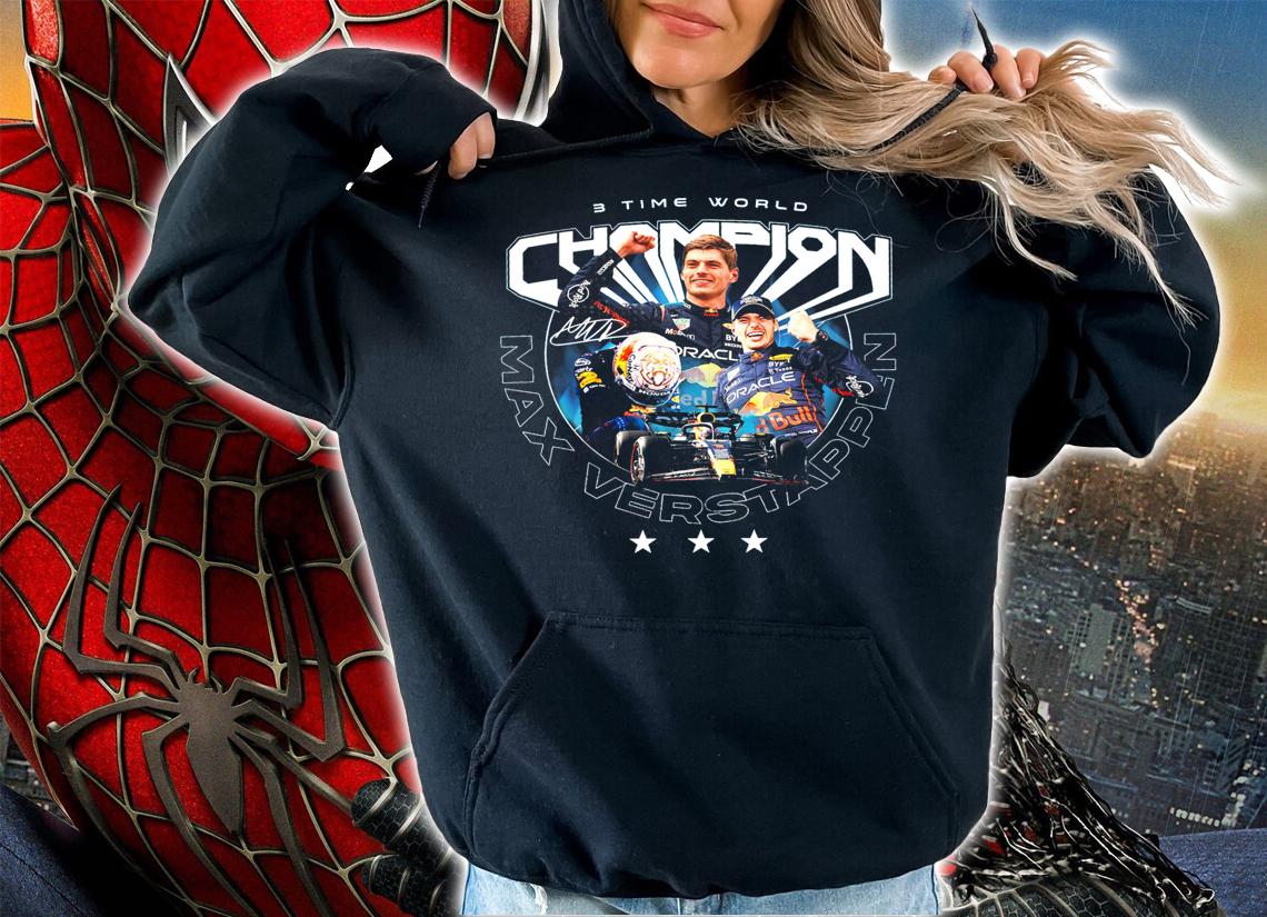 Max Verstappen 3 Time World Champion Signature t-shirt