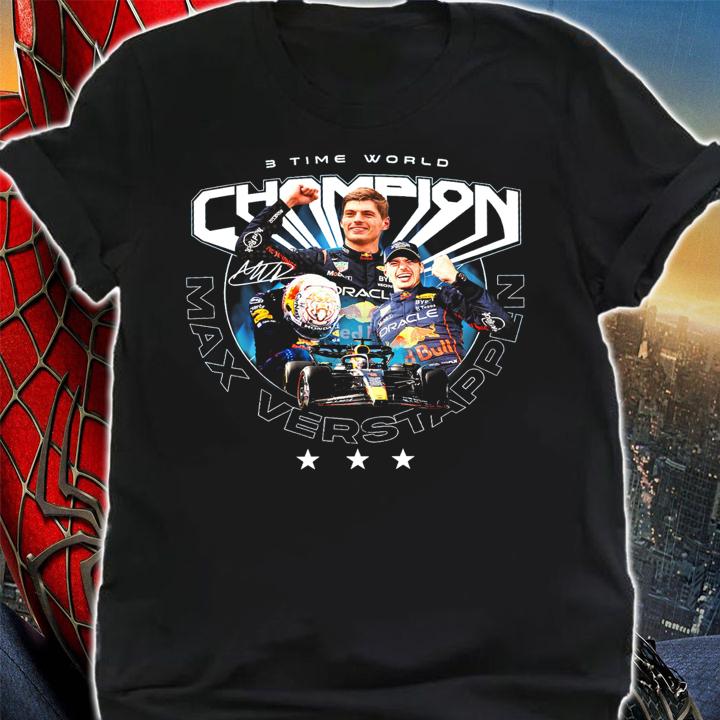 Max Verstappen 3 Time World Champion Signature t-shirt