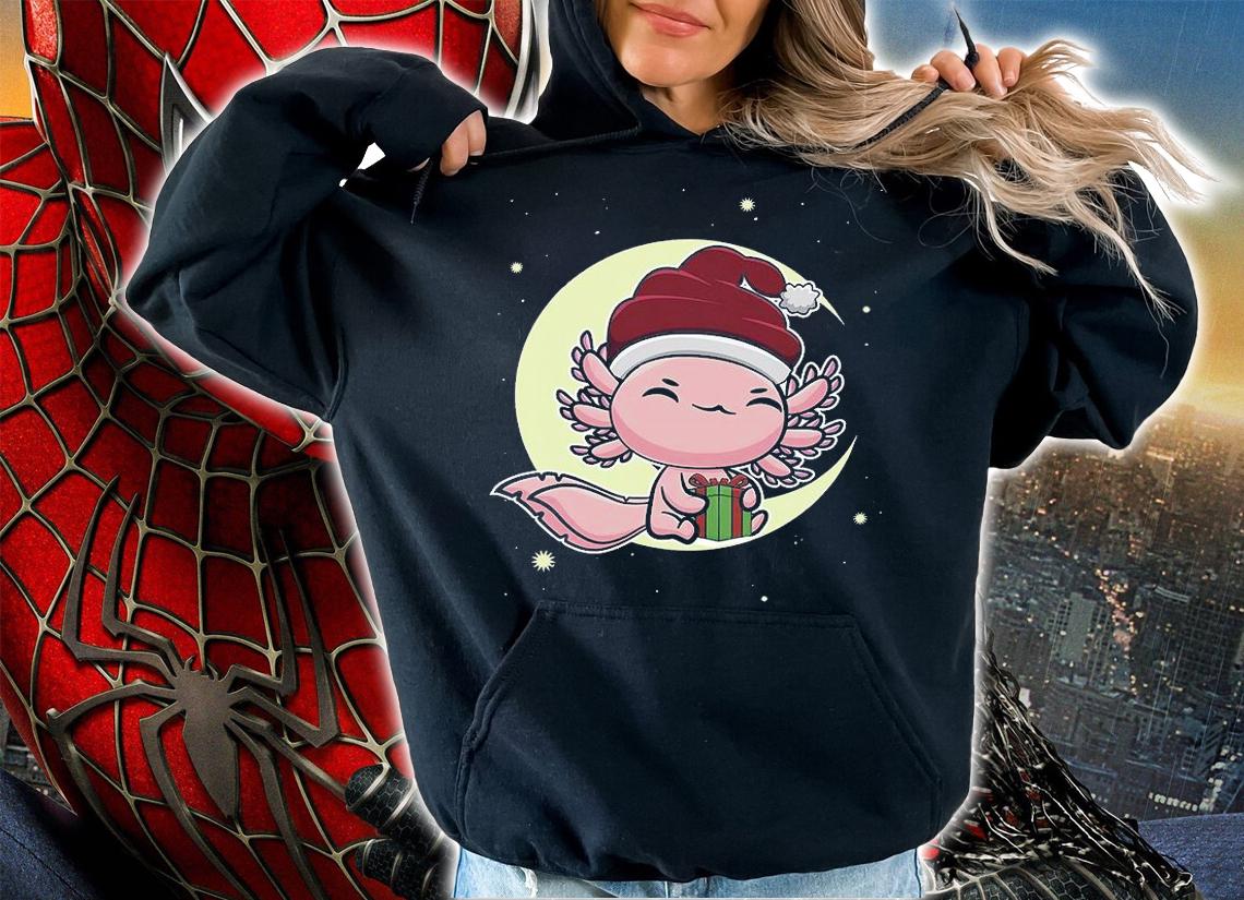 Christmas Cute Axolotl Kawaii Japanese Anime Manga Santa T-Shirt t-shirt