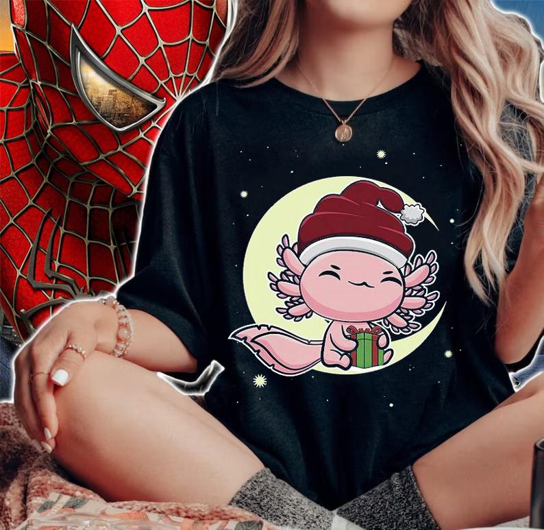 Christmas Cute Axolotl Kawaii Japanese Anime Manga Santa T-Shirt t-shirt