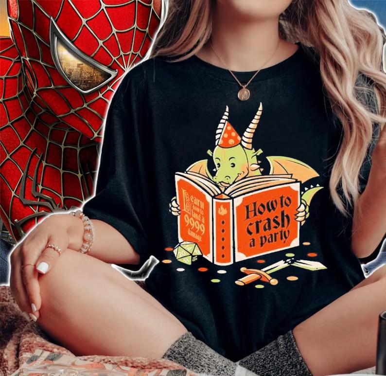 Dragon Reading A Book RPG Party Crashing Shirt t-shirt