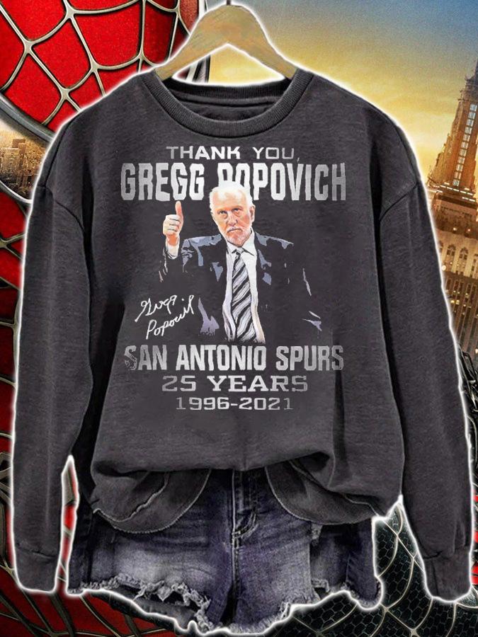 Thank You Gregg Popovich San Antonio Spurs 25 Years 1996-2021 Shirt t-shirt sweatshirt
