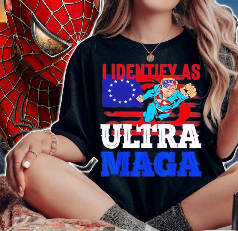 Donald Trump Supertrump I Identify As Ultra Maga American Flag Shirt t-shirt woman shirt