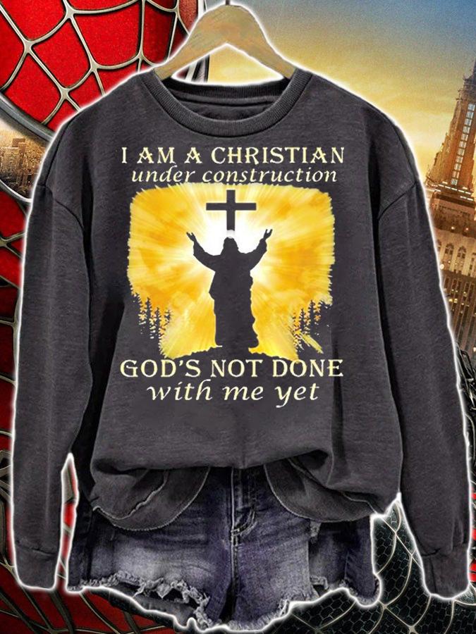I Am A Christian Under Construction Gods Not Done With Me Yet T-Shirt t-shirt sweatshirt