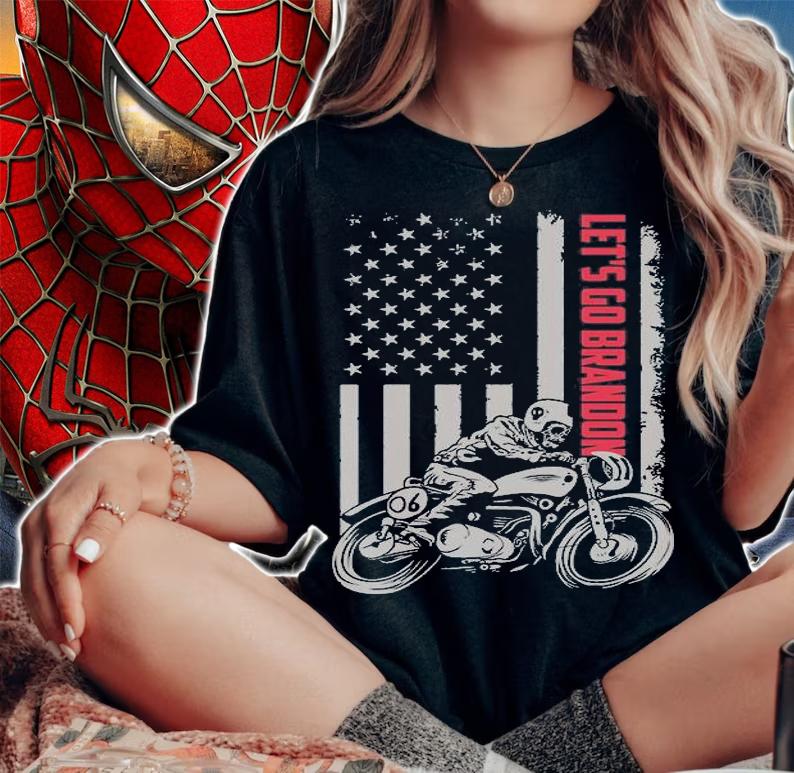 Let's Go Brandon Let's Go Brandon American Biker Usa Flag T-Shirt t-shirt