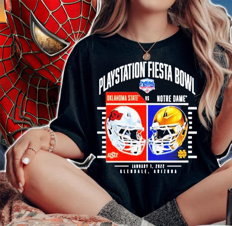 Notre Dame Fighting Irish Vs. Oklahoma State Cowboys 2022 Fiesta Bowl Matchup Coin Flip Shirt t-shirt woman shirt