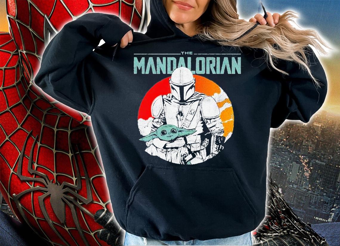 Star Wars Mando And The Child Faded Poster T-Shirt t-shirt hoodie